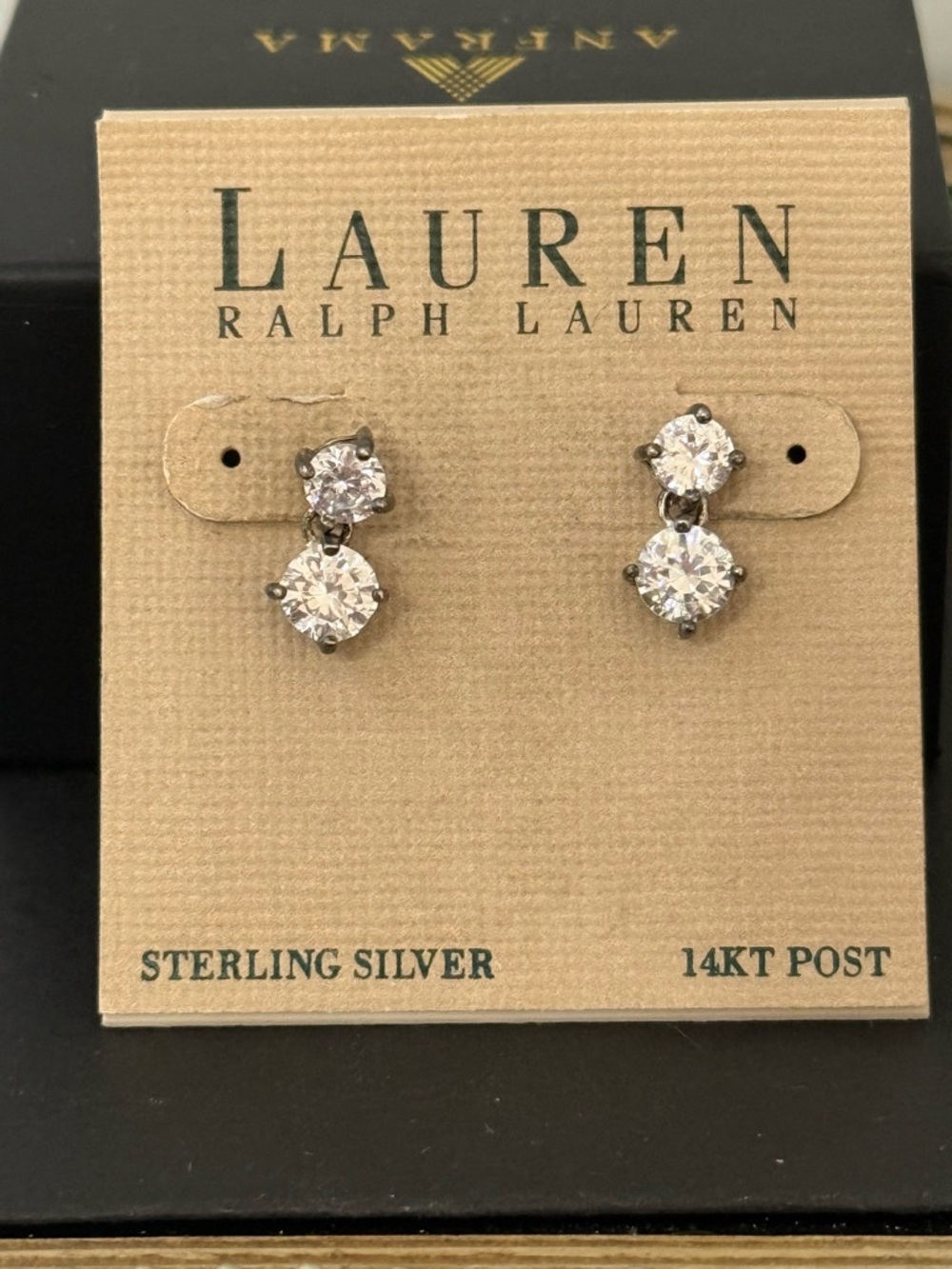 Lauren Ralph Lauren Sterling Silver Clear Crystal Double-Drop Earrings